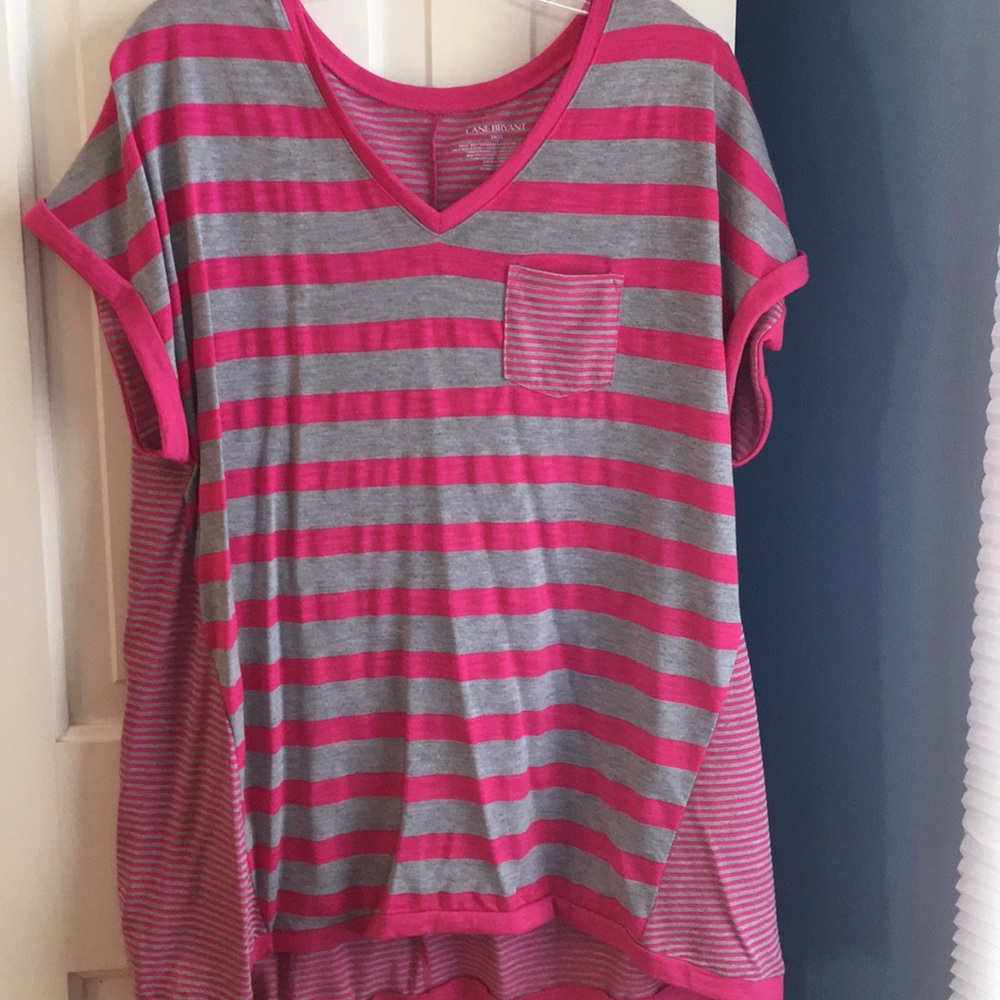 Pink and Gray striped tee - Picture 2 of 3